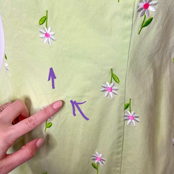 Lilly Pulitzer 90s Floral Embroidered Mini Summer Dress in Green Vintage Sz 10P - Picture 14 of 15